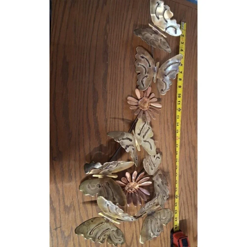Metal Butterfly & Flower Wall Art Sculpture 30